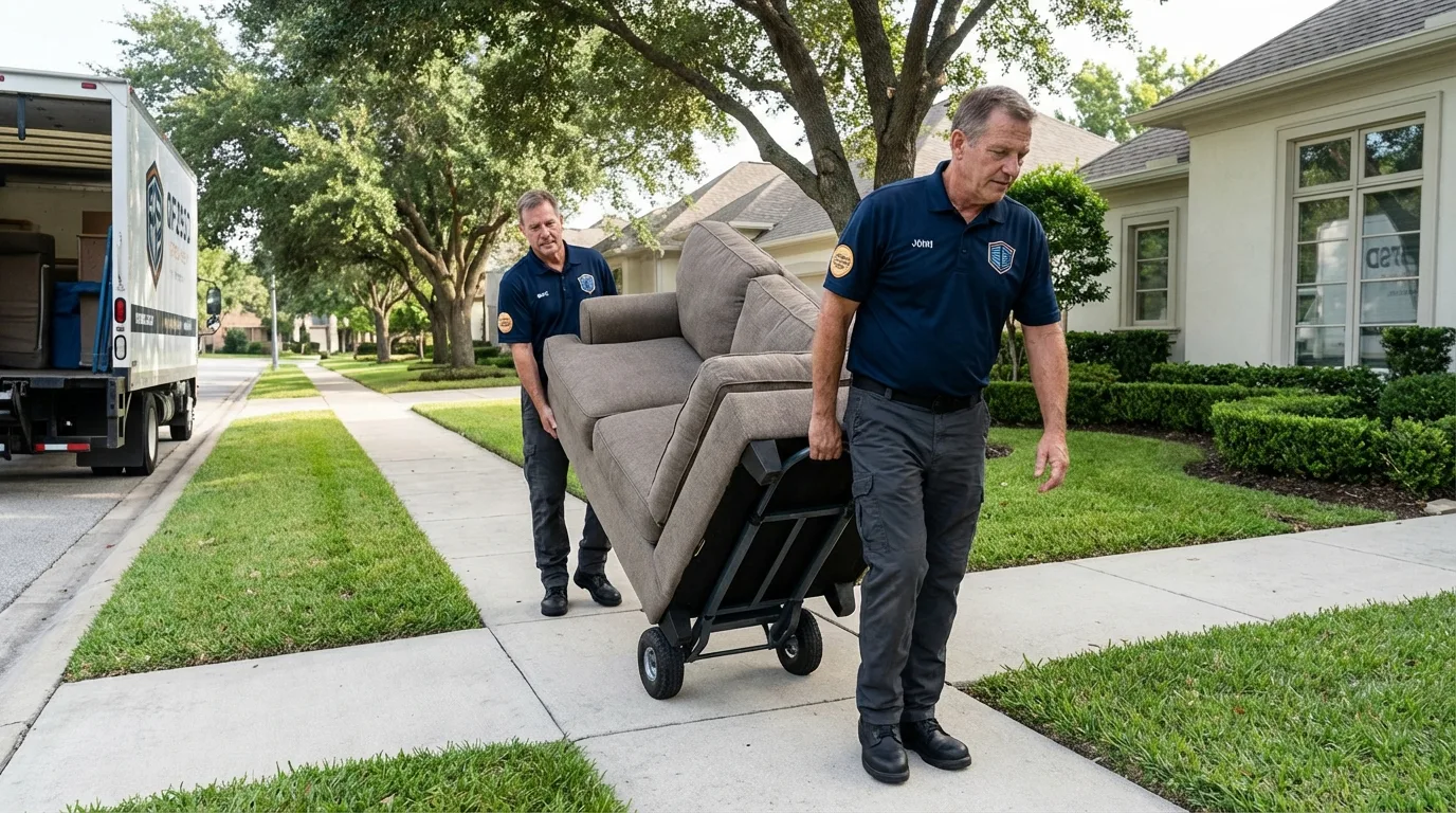 Local residential moving crew loading furniture in Dewey, OK