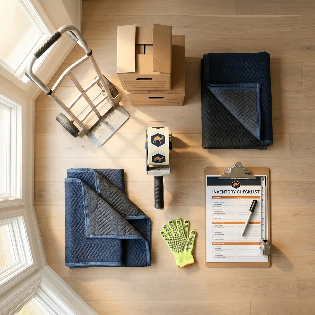 Professional moving supplies and packing materials layout for Dewey residential relocations